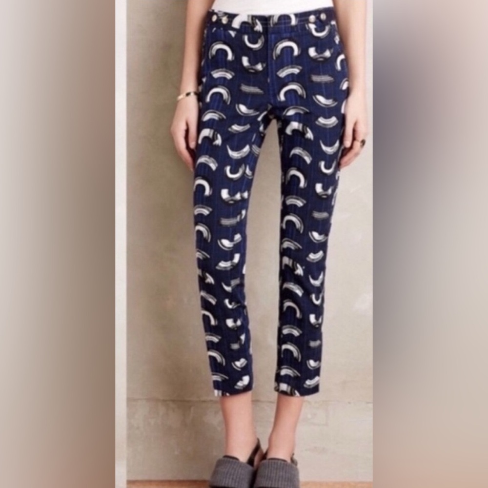 ANTHRO‎ Cartonnier Brushstroke Charlie Pants blue 8 B9